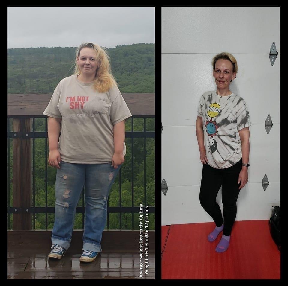 Leeann side-by-side photos of pre and post weight loss